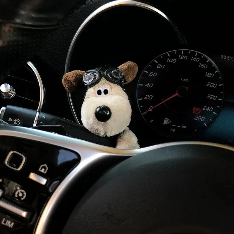 Kawaii Plush Puppy Clutch Decoration – Cute Dog Car Wiper & Turn Signal Switch Ornament with Bowknot | Auto Interior Accessories Econic Blanks