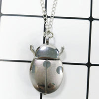 New Fashion Cute Small Golden Beetle Pocket Watchs With Chain Lightweight Necklace Pendant Clock Adult Children Ladybug Watch Quick Pick Grocers