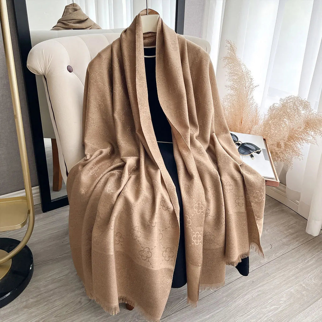 Elegant Ladies Muslim Hijab Golden Thread Scarves With Spring and Autumn Sun Protection Scarf Decoration Shawl Wrap Headscarf Quick Pick Grocers