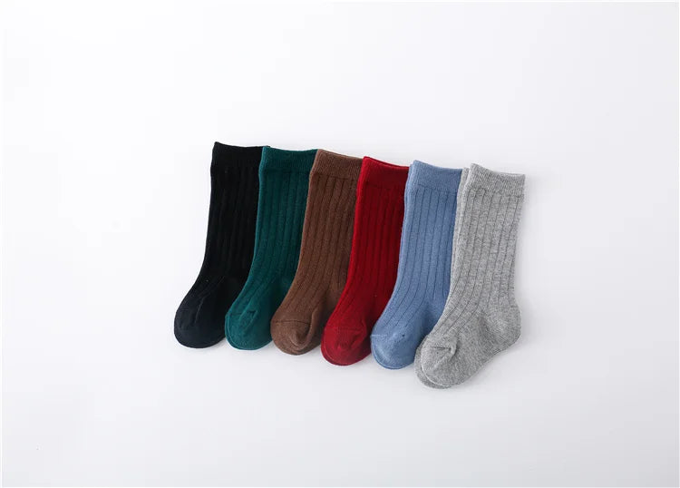 Lawadka 0-5Years Kids Boys Girls Socks Cotton Solid Striped Soft Baby Knee Long Children's Socks School Sport Baby Sock 12 Color Quick Pick Grocers