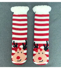 Christmas Gift Slipper Socks Women Thermal Winter Warm Plush Non slip Grip Sleeping Floor Short Sock Fuzzy Fluffy Female Cartoon Quick Pick Grocers