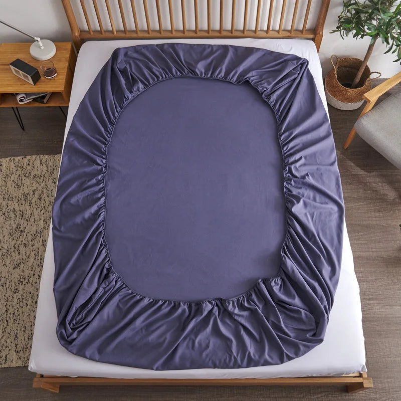 Cotton Fitted Sheet with Elastic Bands Non Slip Adjustable Mattress Covers for Single Double King Queen Bed,140/160/200cm Quick Pick Grocers