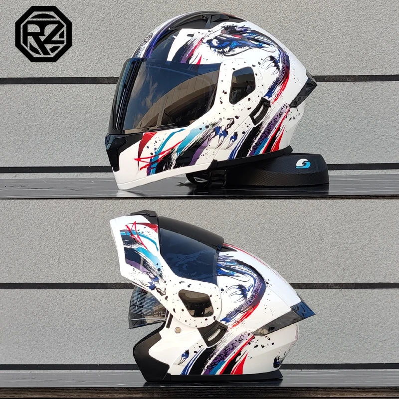 ORZ Personalised Motorcycle Full Face Helmet Men Women Fashion Dual Lens Helmets Motocross Racing Modular Flip Up Casco Moto Quick Pick Grocers