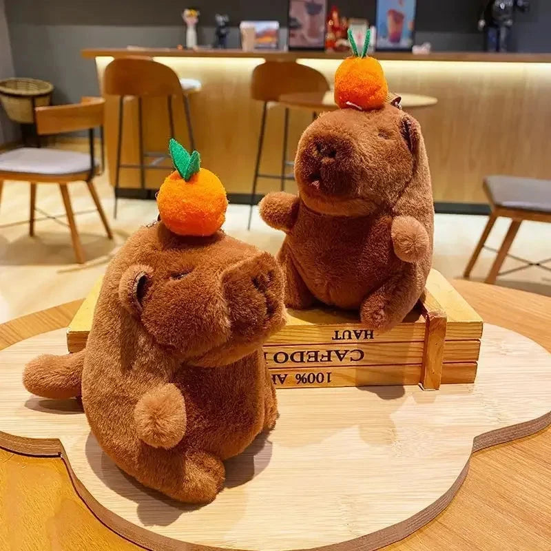 1-20PCS Plush Persimmon Wagging Tail Capybara Key Pendant Cute Plush Keychain Plush Doll Toy Schoolbag Pendant Gift Pendant Econic Blanks