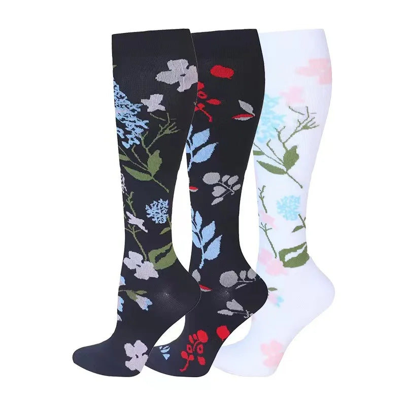 58 Styles 3 Pairs/Pack Compression Socks Knee High 30MmHg  Women Men Sports Socks Edema Diabetes Varicose Veins Running Socks Quick Pick Grocers