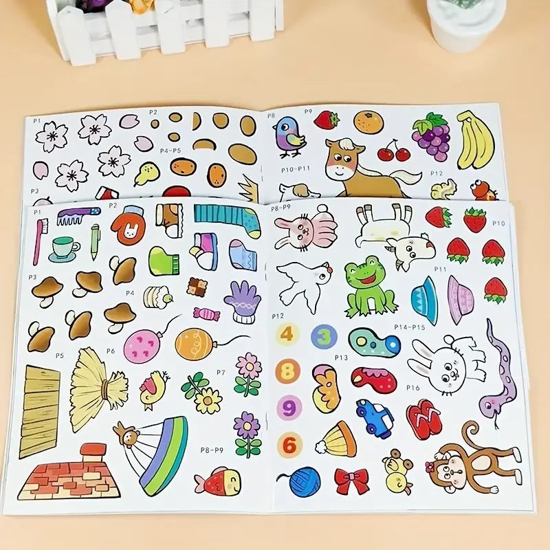 Sticker Book for Toddlers 3+ - Educational Fun for Kids, Creative Craft Activity Set, Birthday & Party Gift, Chinese Version Quick Pick Grocers