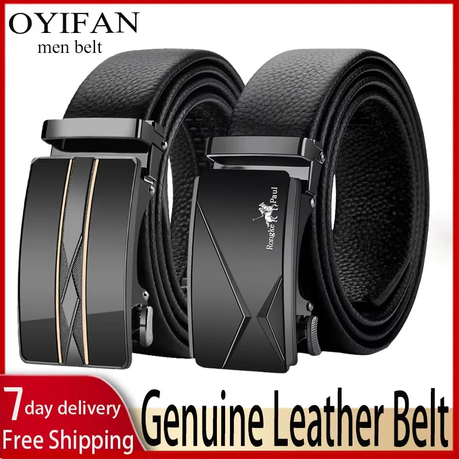 OYIFAN Men Belt Genuine Leather Belt for men Automatic belts Adjustable waistband Business belts 허리띠 Quick Pick Grocers