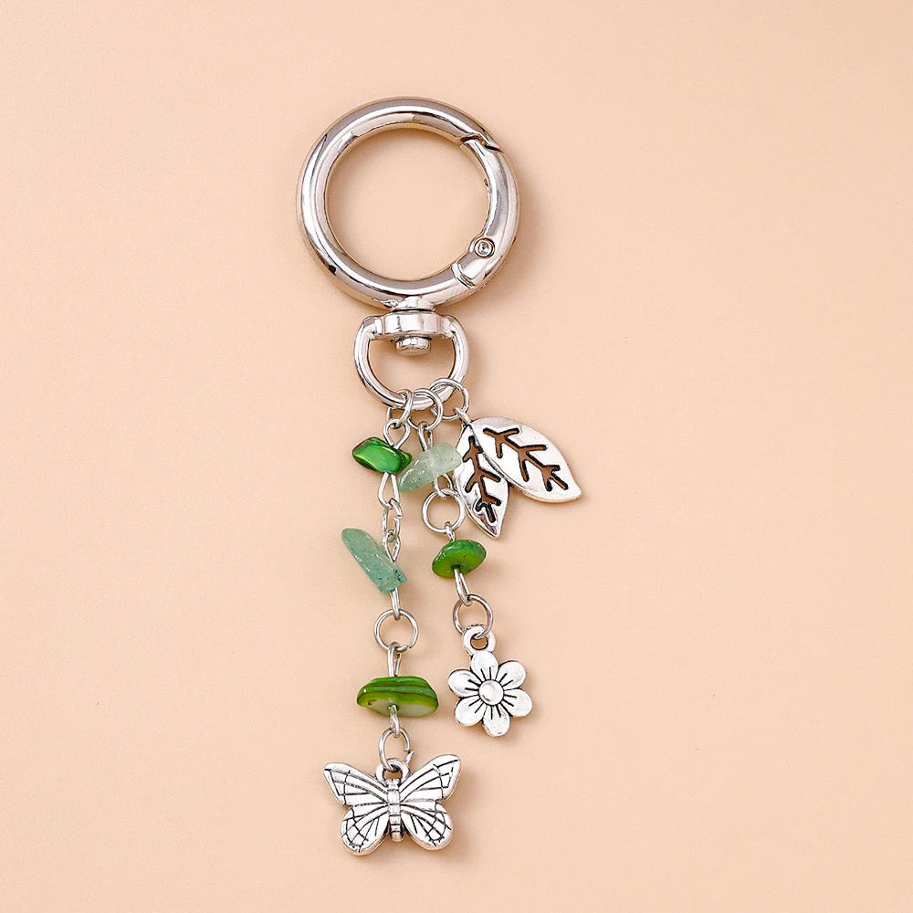 Cute Enamel Flower Butterfly Keychain Women Girls Love Heart Key Ring Pendants Handbag Decor DIY Handmade Jewelry Gifts Quick Pick Grocers
