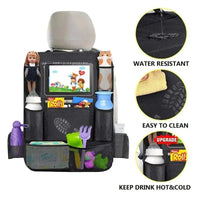 Car Seat Organizer Multifunctional Oxford Fabric Car Back Multi Pocket Storage Bag with Tablet Holder Protector for Kids Quick Pick Grocers