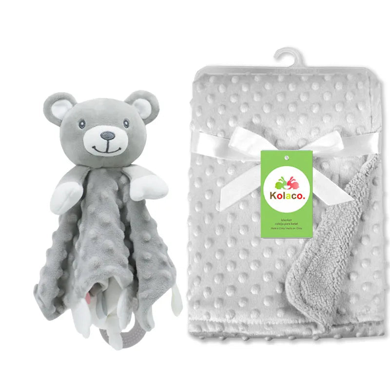 Personalized Newborn Baby Blanket with Name Custom Stroller Sleeping Dolls Animal Security Towel Gift Set for Baby Shower Gifts Purest Peak