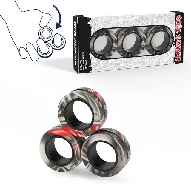 Magnetic Rings Fidget Toy Set Adult Fidget Magnets Spinner Rings Fidget Pack Great Gift for Adults Teens Kids (3PCS) Econic Blanks
