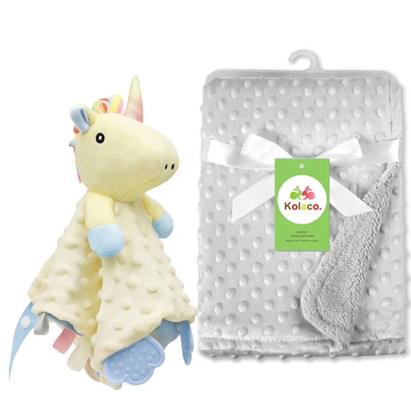 Personalized Newborn Baby Blanket with Name Custom Stroller Sleeping Dolls Animal Security Towel Gift Set for Baby Shower Gifts Purest Peak