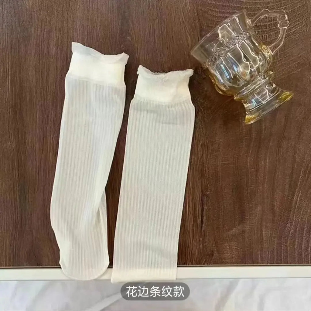 3pairs Summer Lace Bow Mesh Thin Low Tube Socks for Women Lolita Cute Aesthetic Black White JK Short Stockings New Fashion Socks Quick Pick Grocers