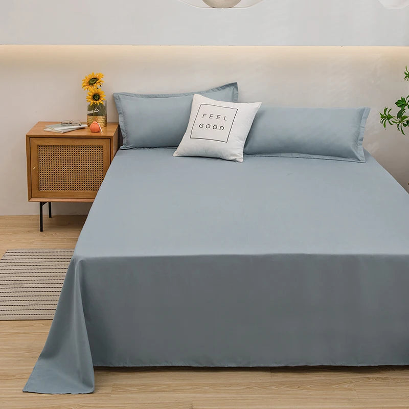 One solid color simple sheet Machine washable single double bed linen Student dormitory sheet (pillowcase not included) Quick Pick Grocers