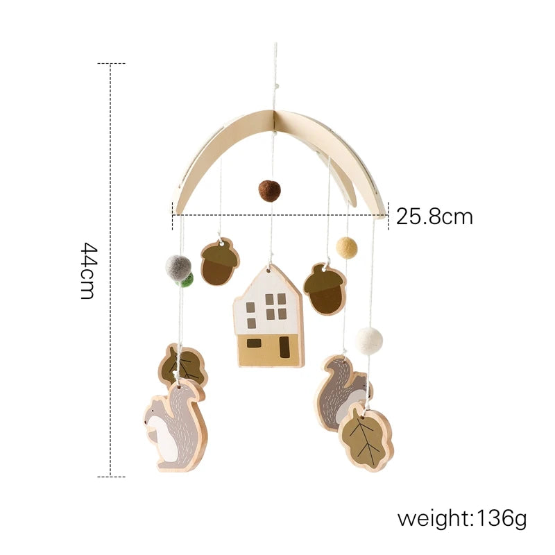 Baby Wooden Bed Bell Cartoon Rabbit Mobile Hanging Rattles Toy Hanger Crib Mobile Bed Bell Wood Toy Holder Arm Bracket Kid Gifts Purest Peak