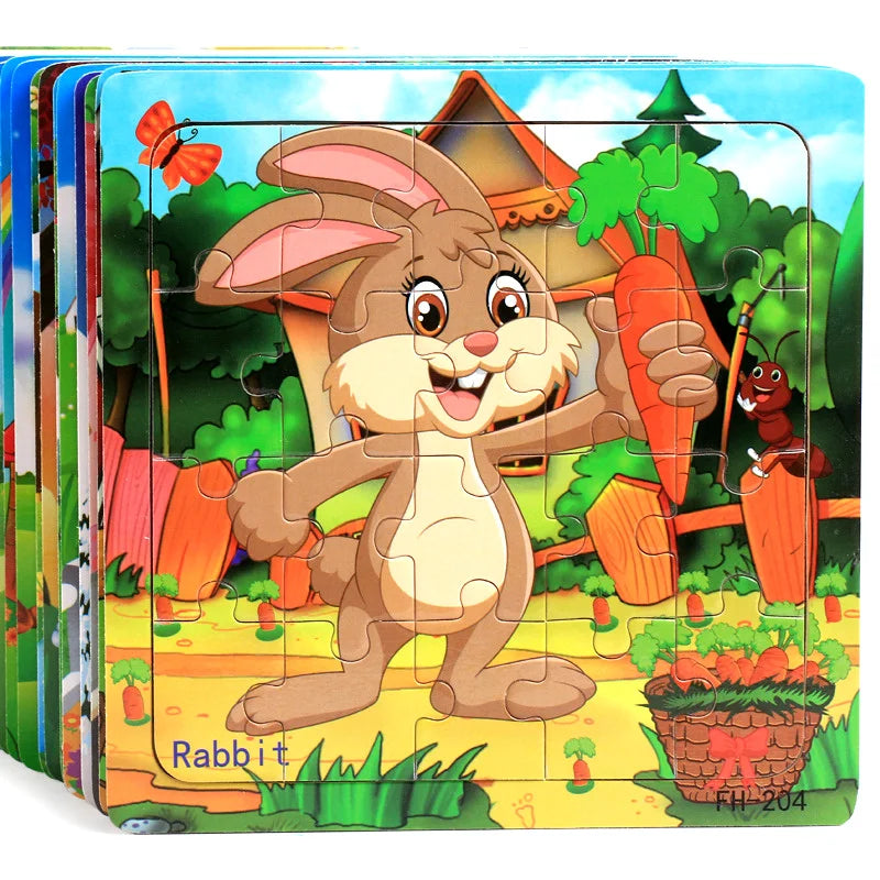 New 20 Piece Wooden 3d Puzzle Cartoon Animal Vehicle Jigsaw Puzzle Montessori Educational Toys For Kids 3-6 Years Old Quick Pick Grocers