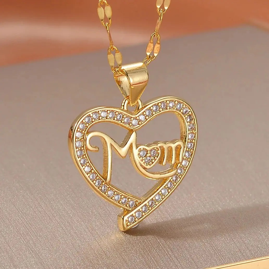 Girls Boy Children Stainless Steel Family Necklaces Mama Pendants Necklace Birthday Gifts For Women Jewelry Mother's Day Jewelry Quick Pick Grocers