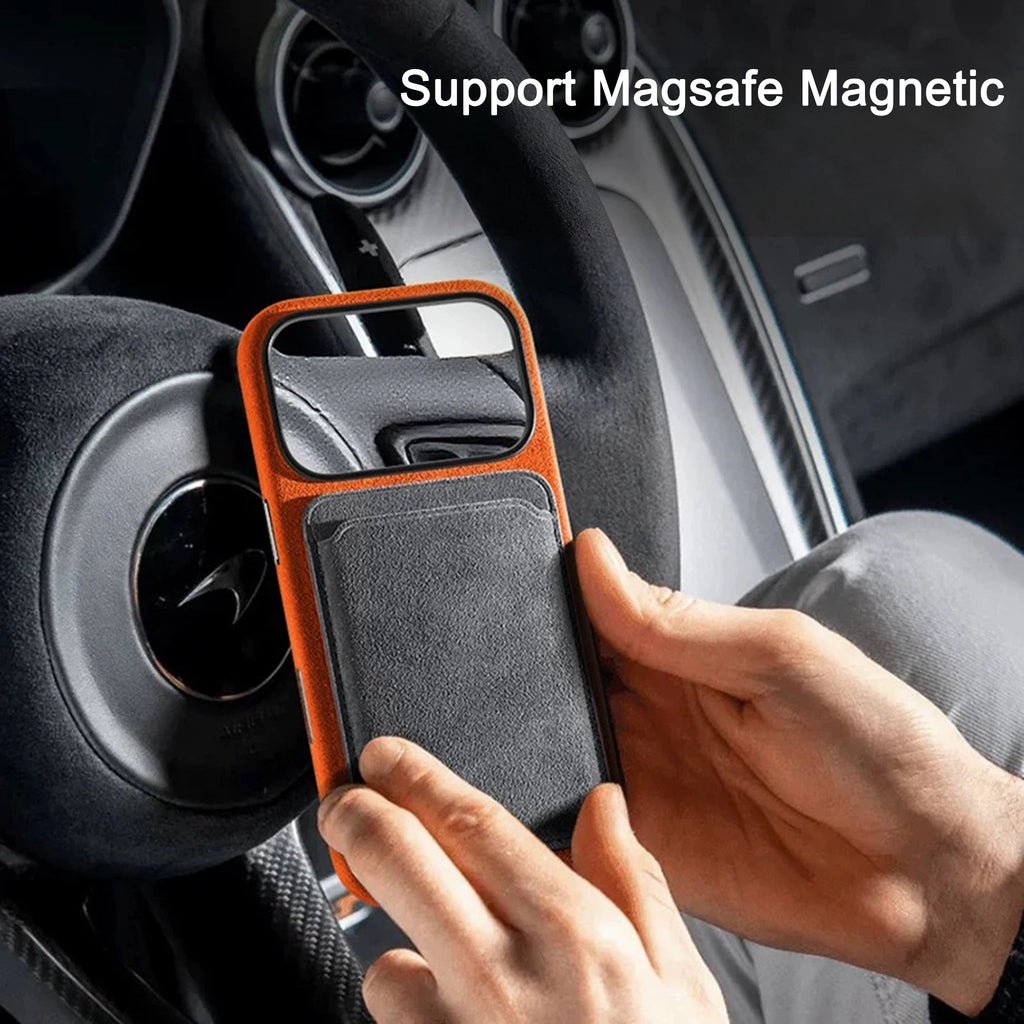 Real talian Imported for Alcantara Magnetic Case for iPhone 17 Pro Max 17Pro with MagSafe Case Smart Button Protective Cover Quick Pick Grocers