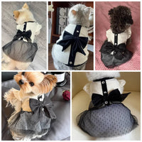 Luxury Dog Dress for Small Dogs Summer Puppy Clothes Bow Lace Dog Skirt Black White Dog T Shirt Girls Dog Costume Chihuahua Vest Quick Pick Grocers