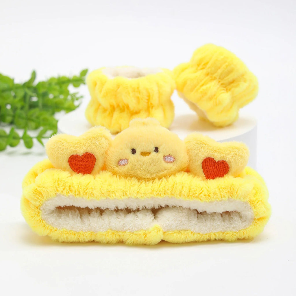 3pcs Wash Face Headband Soft Comfortable Plush Headband Wrist Strap Set For Girls Cartoon Cat Ear Shaped Wash Up Headband Kit Econic Blanks