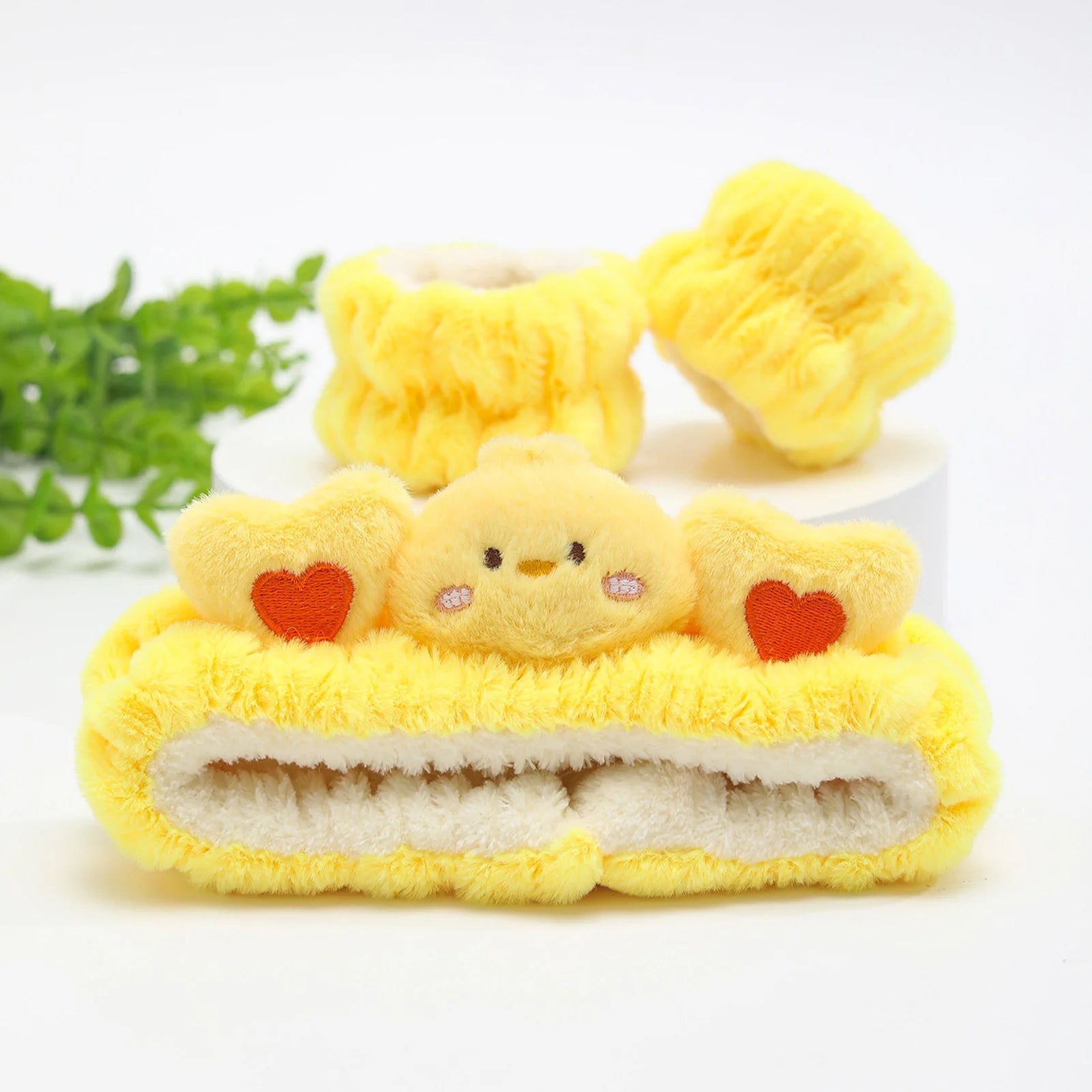 3pcs Wash Face Headband Soft Comfortable Plush Headband Wrist Strap Set For Girls Cartoon Cat Ear Shaped Wash Up Headband Kit Econic Blanks