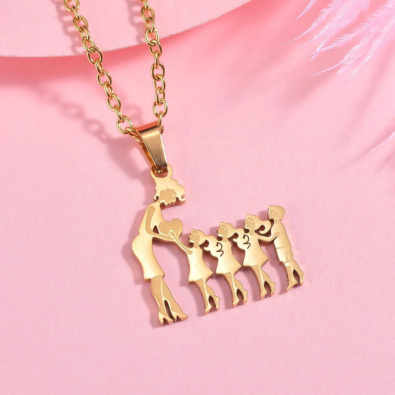 Girls Boy Children Stainless Steel Family Necklaces Mama Pendants Necklace Birthday Gifts For Women Jewelry Mother's Day Jewelry Quick Pick Grocers