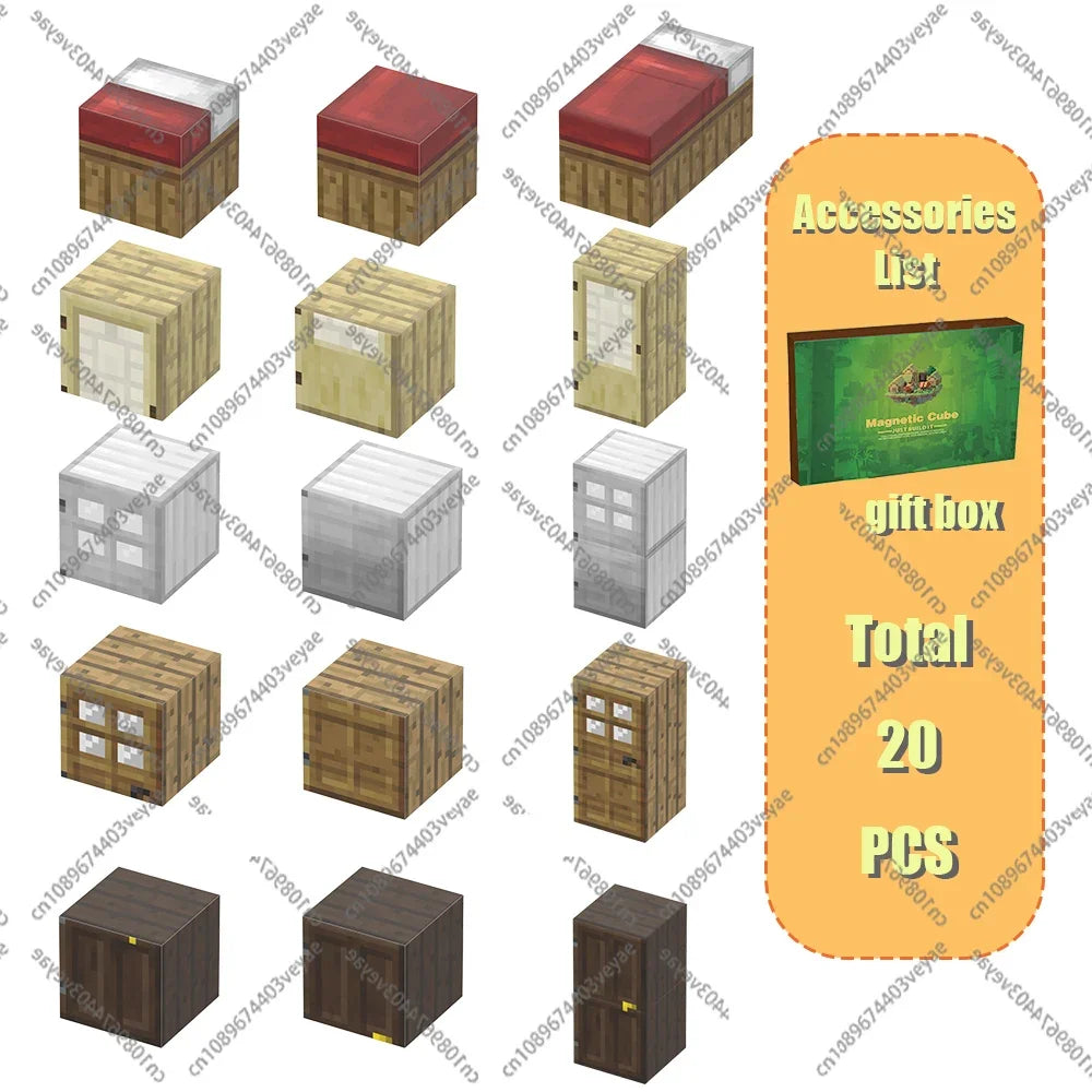 Magnetic Building Blocks Mine World Magnet Cube Set for Boy Girl Kid Age 3+ DIY Model Children Stem STEM Sensory Toy Gift Econic Blanks