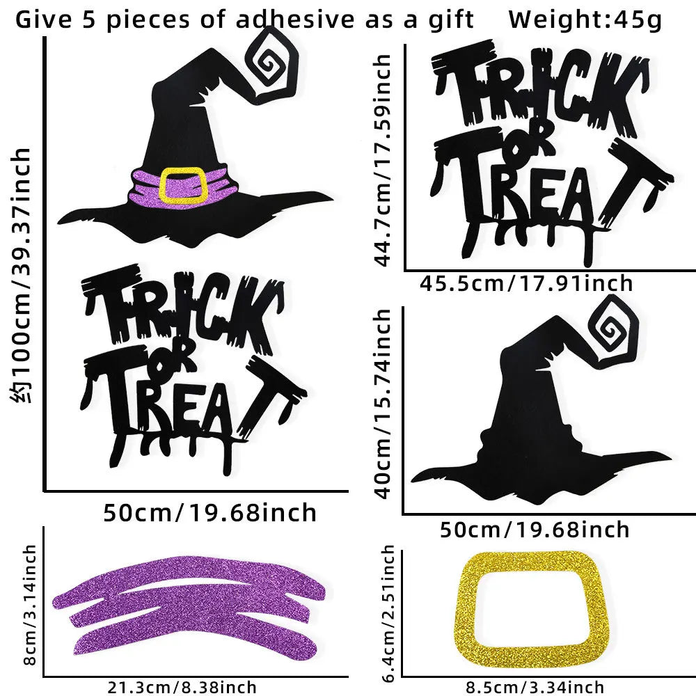 Halloween decoration room door stickers window decor skeleton hand pumpkin DIY devil witch hat glass window stickers ghost Econic Blanks