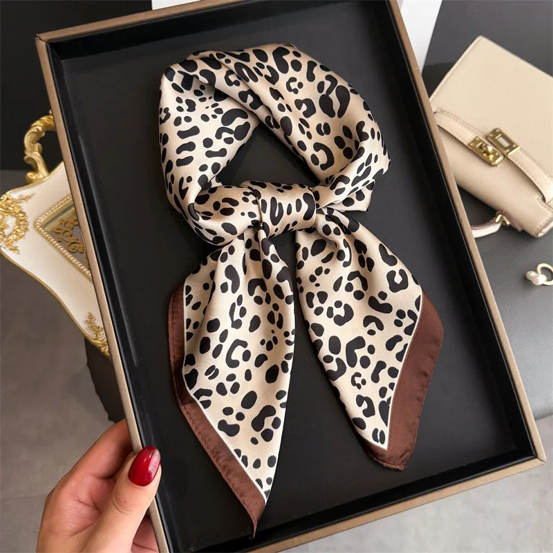 Bohemian Style Print Luxury Brand Silk Square Scarf Women Satin Shawls Neckerchief Wrap Scarves Bandana Hair Hjiab Floral Quick Pick Grocers