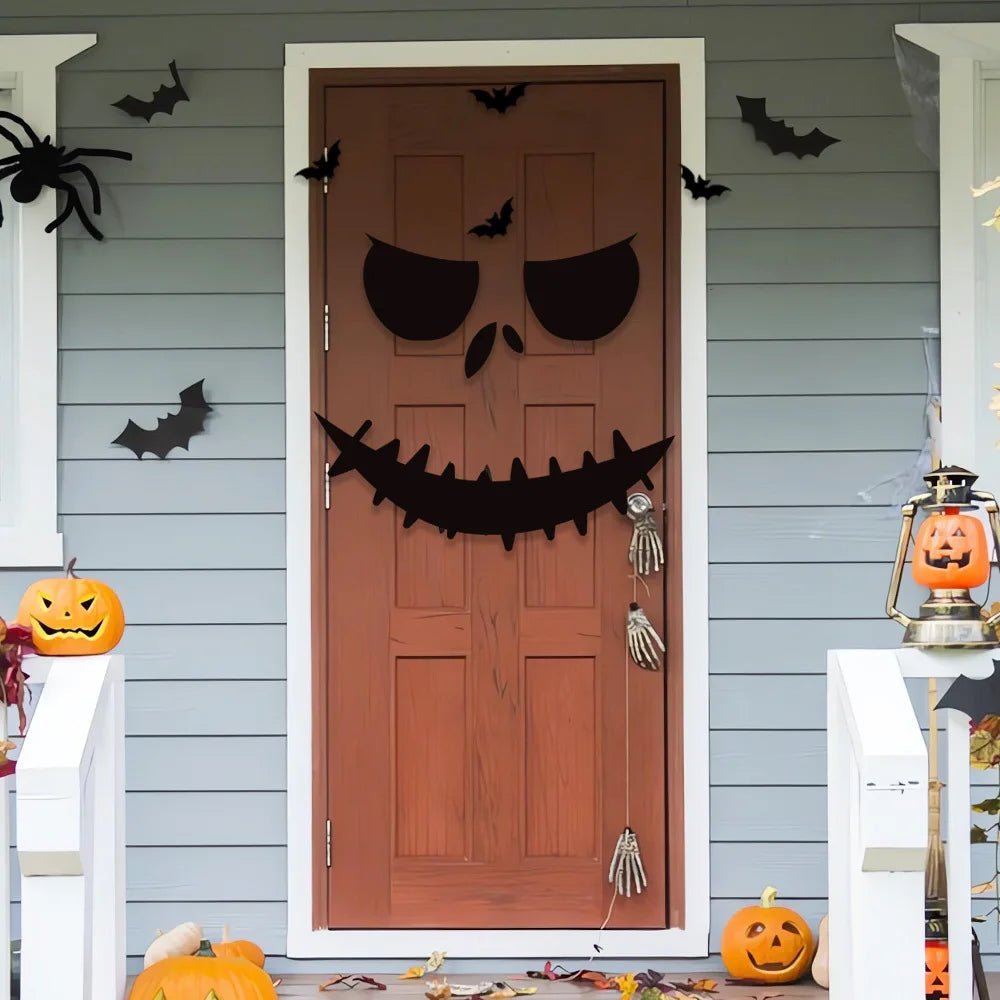 Halloween decoration room door stickers window decor skeleton hand pumpkin DIY devil witch hat glass window stickers ghost Econic Blanks