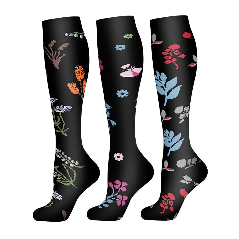 58 Styles 3 Pairs/Pack Compression Socks Knee High 30MmHg  Women Men Sports Socks Edema Diabetes Varicose Veins Running Socks Quick Pick Grocers