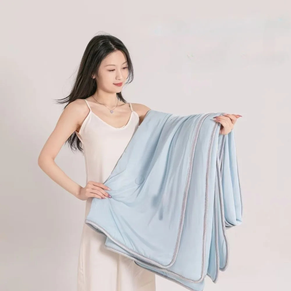 Cooling Blanket for Bed Silky Air Condition Comforter Lightweight Cooled Summer Quilt with Double Side Cold & Cooling Fabric Quick Pick Grocers