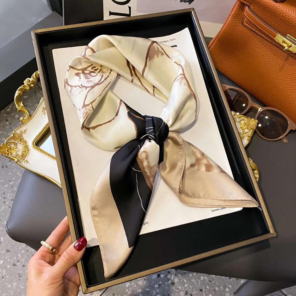 Fashion Luxury Brand 70cm Silk Square Scarf Women Satin Neck Tie Female Hair Bandana Headkerchief Shawl Wrap Hijab Echarpe Quick Pick Grocers