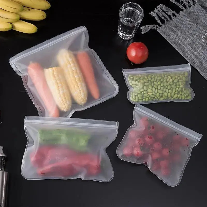 Silicone Food Storage Containers Reusable Food Storage Bags Lunch Bags Stand Up Zip Shut Bag Cup Fresh Food Leakproof Containers Econic Blanks