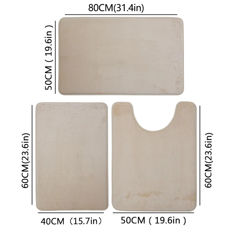 Three Piece Toilet, Bath Floor Mat, Shower Mat, Bath Absorbent Mat, Non Slip Carpet, Soft and Comfortable, Laundry Room. Quick Pick Grocers