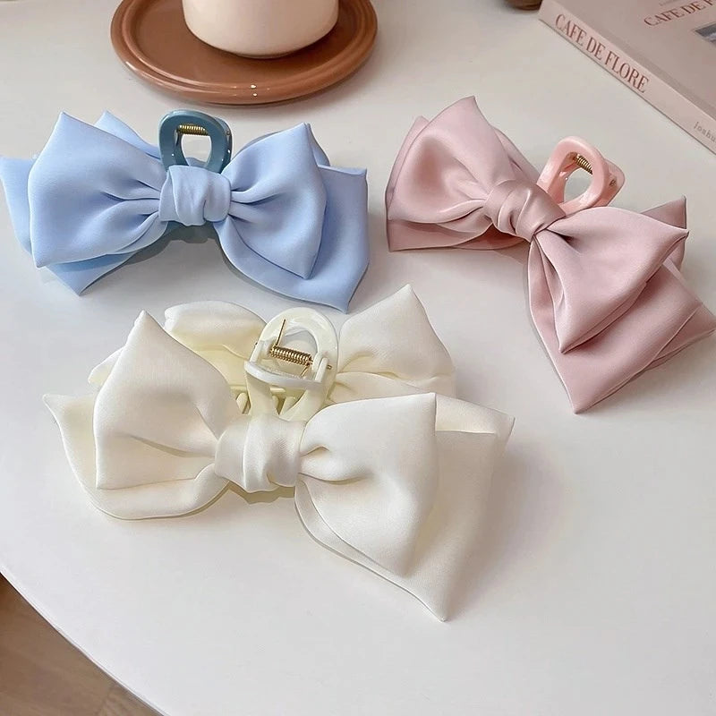 Fashion Women Bow Hairpin Korean Version Of Solid Color Butterfly Satin Hair Clips Girls Hair Accessories Headwear Quick Pick Grocers
