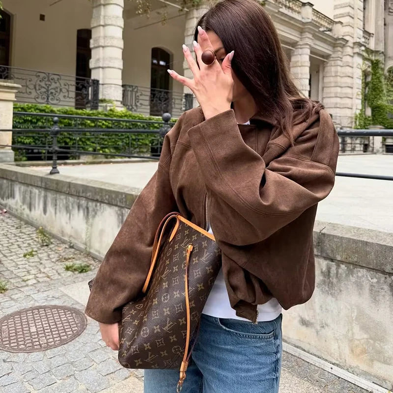 Autumn Jackets Women's 2025 New Fashion Autumn Elegant Loose Long Sleeve Women's Warm Coats Chic Street Youth Casual Jackets Purest Peak