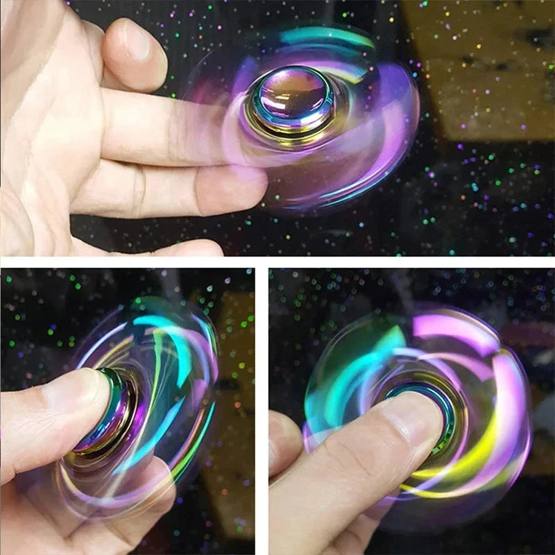 Metal Rainbow Fidget Spinner Colorful EDC Hand Spinner Anti-Anxiety Toy for Children Adult Relieves Stress Finger Spinner Gifts Econic Blanks