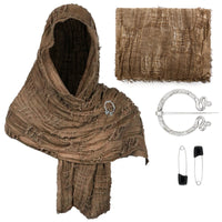 Medieval Vintage Hooded Shawl Scarf Cloak For Men Women Renaissance Halloween Tattered Layered Textured Frayed Cosplay Costume Quick Pick Grocers