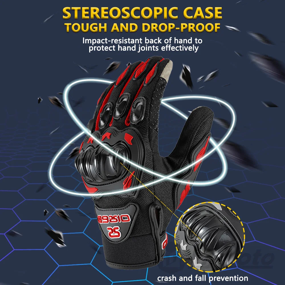 Summer Breathable Full Finger Motorcycle Gloves Non-slip Wear-resistant Motocross Racing Gloves Touch Screen Moto Biker Gloves Quick Pick Grocers