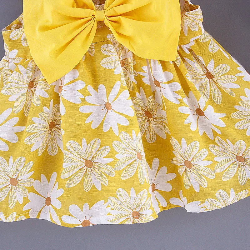Baby Girl Dress Summer Bow And Full Print Daisy Pattern Suspender Beach Baby Dresses Cute Casual Baby Girl Clothes With Hat ﻿ Quick Pick Grocers