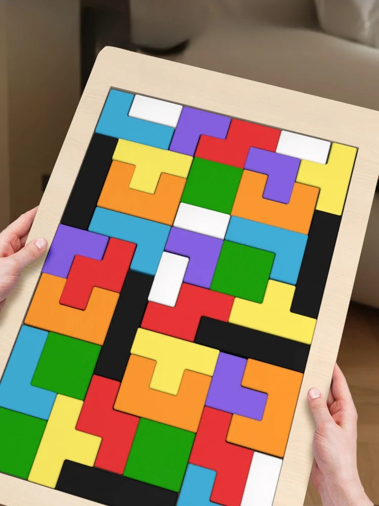 Colorful wooden puzzle toys Tangram Montessori materials children's puzzle toys Building blocks Children's learning toys Quick Pick Grocers