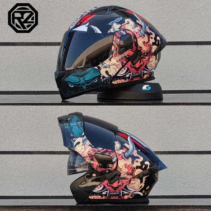 ORZ Personalised Motorcycle Full Face Helmet Men Women Fashion Dual Lens Helmets Motocross Racing Modular Flip Up Casco Moto Quick Pick Grocers