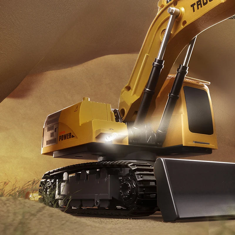 Alloy Remote Control Excavator Toy Car with Lights Sound Effect Electric Excavator Automobile Engineering Vehicle Children Gifts Econic Blanks