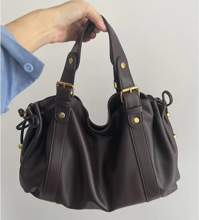 Women's Crossbody Simple Handbag Commuter Shoulder Boston Bag Stylish Versatile Work Bag Soft Polyester Interior Quick Pick Grocers