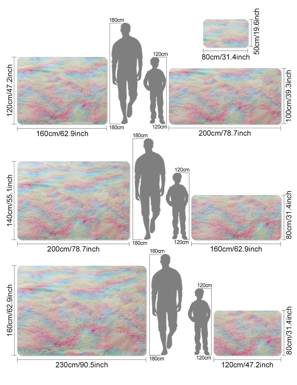 Kids Carpet Girl Rainbow Colors Carpets For Living Room Large Push Soft Bedroom Rugs Bedside Children's Room Floor Cute Mats Quick Pick Grocers
