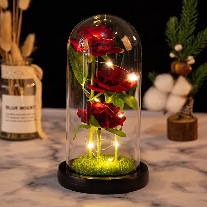 LED Galaxy Three Rose Artificial Flowers, Wedding Decoration, Creative Valentine'S Day and Mother'S Day Gift without Battery 1Pc Quick Pick Grocers