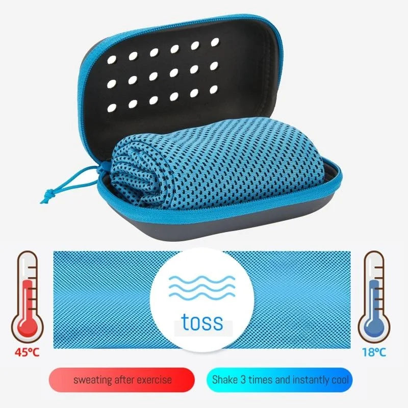 Quick Drying Cooling Towel Soft Breathable Chilly Sweat Absorption Cold Towel with Storage Box Sports Running Yoga Gym Club Quick Pick Grocers
