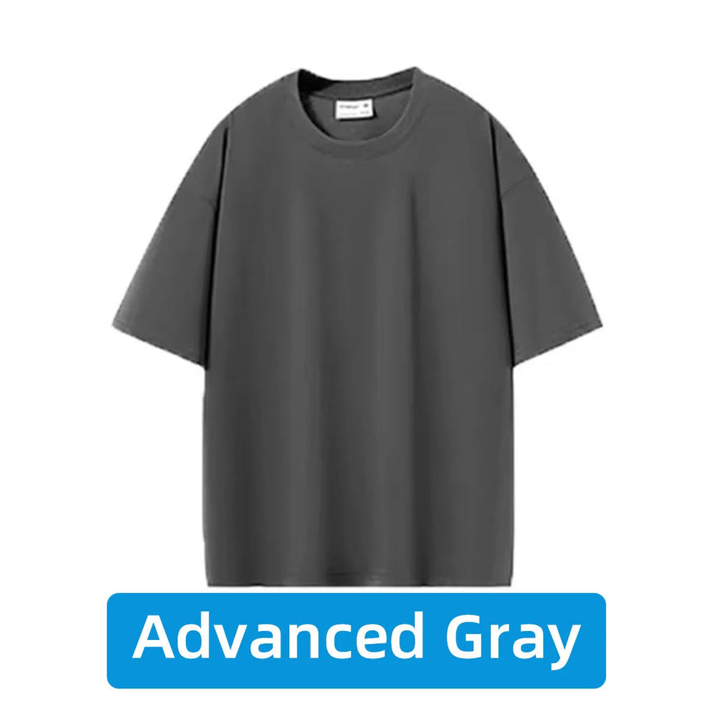 100% Pure Cotton T-Shirt With Round Neck Shoulder Design For Both Men Women Summer Solid Color Short Sleeved Casual Loose Fit Quick Pick Grocers