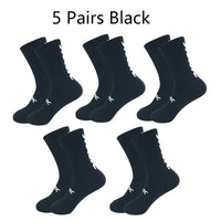 5 Pairs Cycling Socks Men Bicycle Sport Running Bike Socks Mid Tube Compression Outdoor Racing MTB Road Bike Socks Breathable Quick Pick Grocers